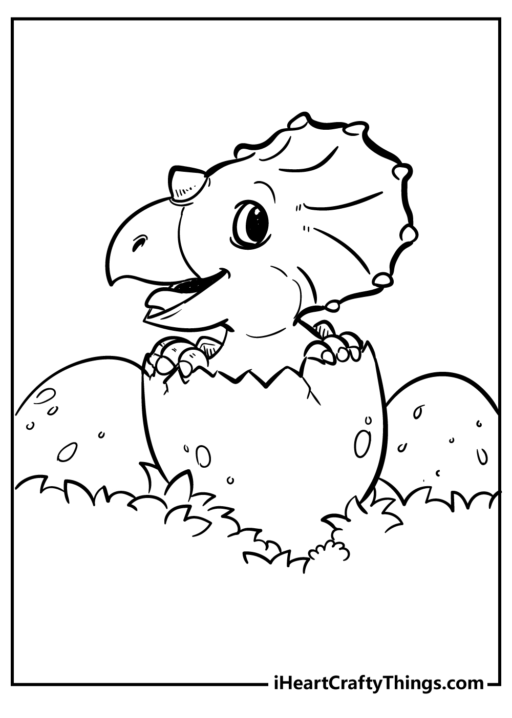 Dinosaur hatching from an egg coloring page to print