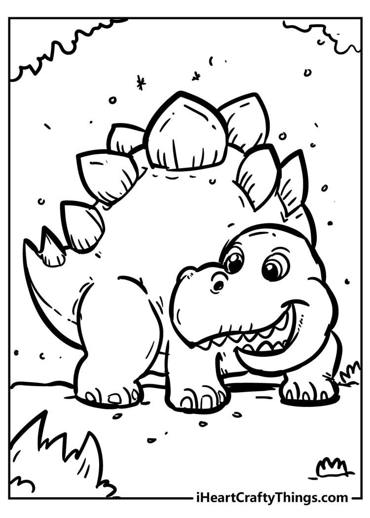 Dinosaur with spiked back pdf coloring page for kids