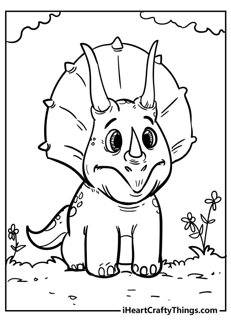 Triceratops coloring page for kids free download
