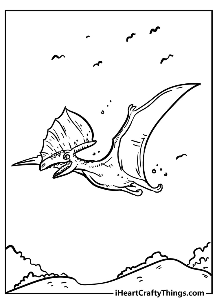 Pterodactylus dinosaur detailed coloring sheet