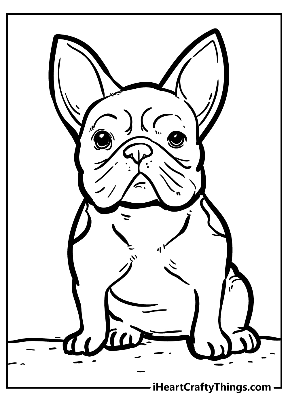 Easy Dog Drawing for Kids Coloring Page