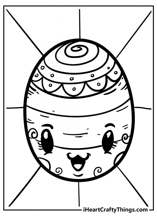 Easter Egg printable sheet for kids of an Easter egg with an excited smiling face