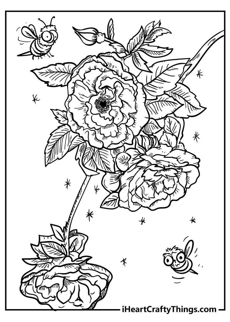 super hard coloring pages of flowers