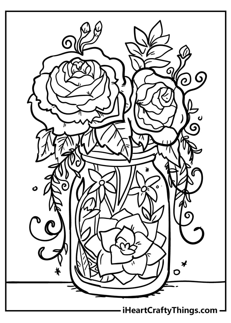 flower coloring pages for adults free printable