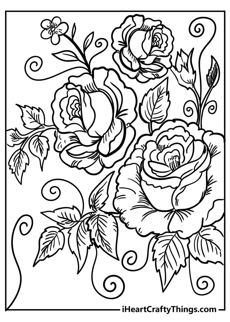 complicated flower coloring sheet