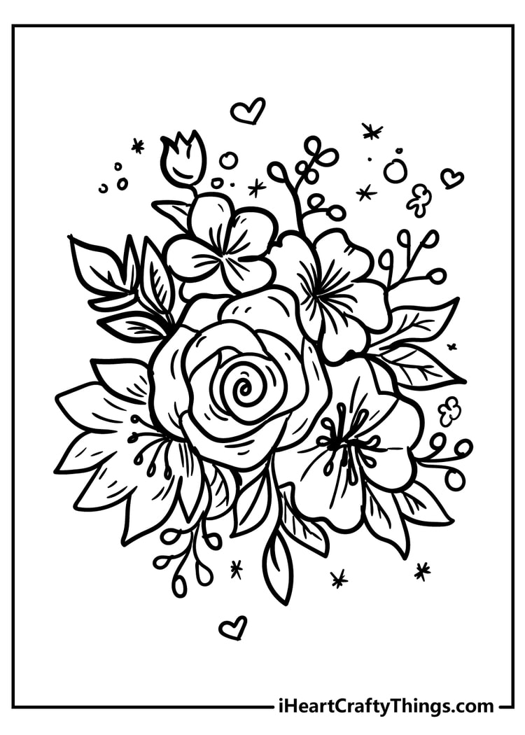 flower coloring original sheet for children free download