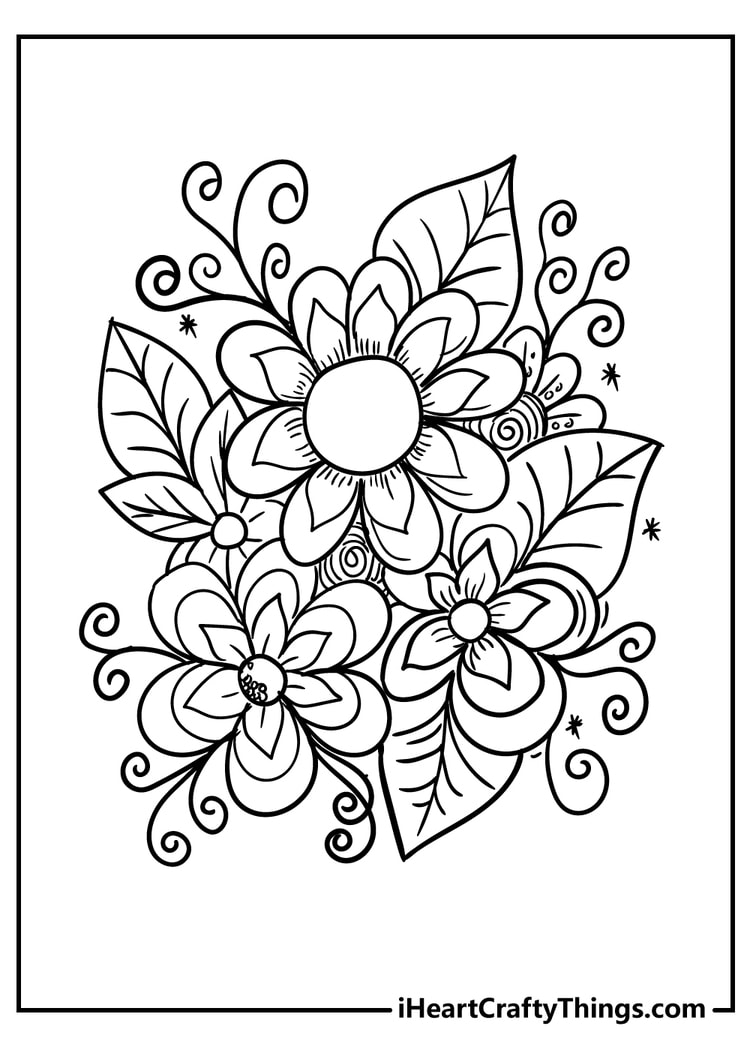 flower coloring book free printable