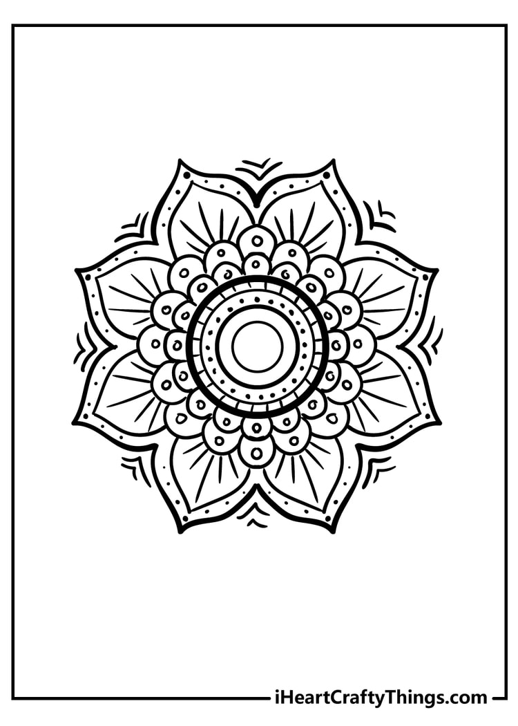 Easy flower coloring page with a large blossom