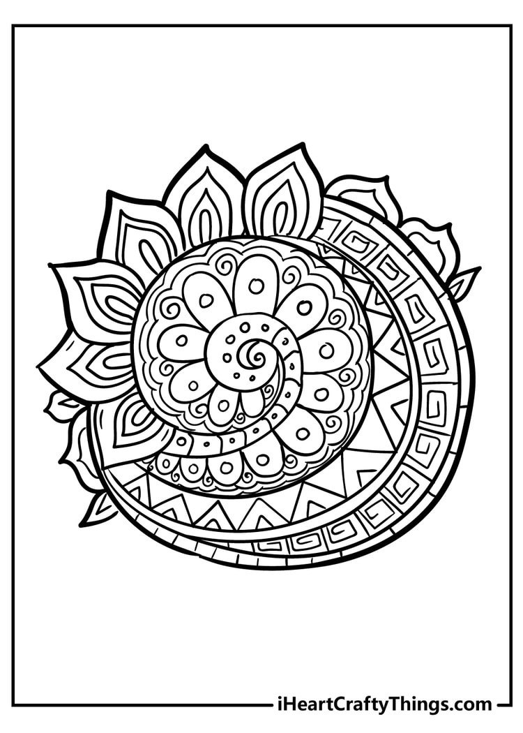 Large sunflower coloring page for kids