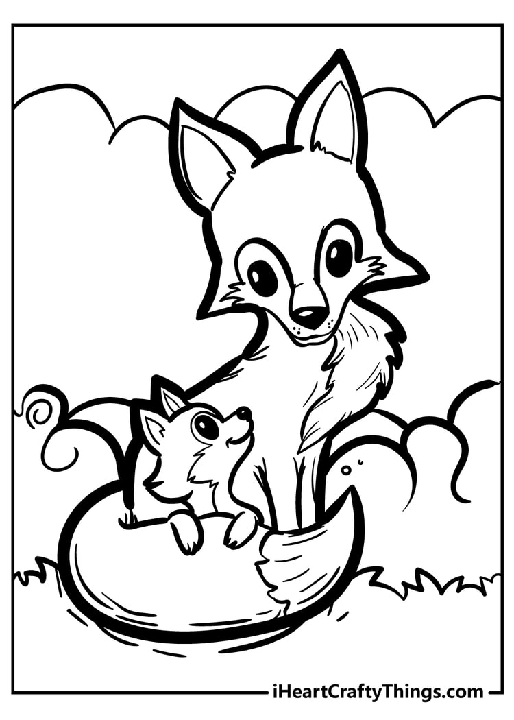 Baby Fox Isolated Coloring Page For Kids Stock Vector - vrogue.co