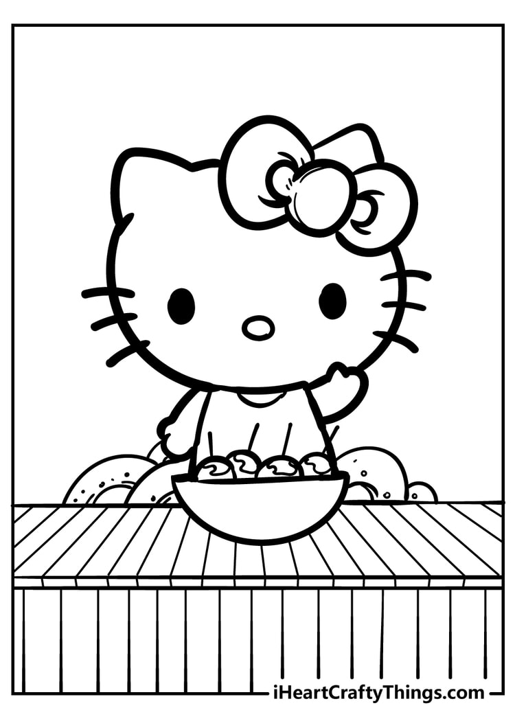 Hello Kitty coloring sheet for children free download