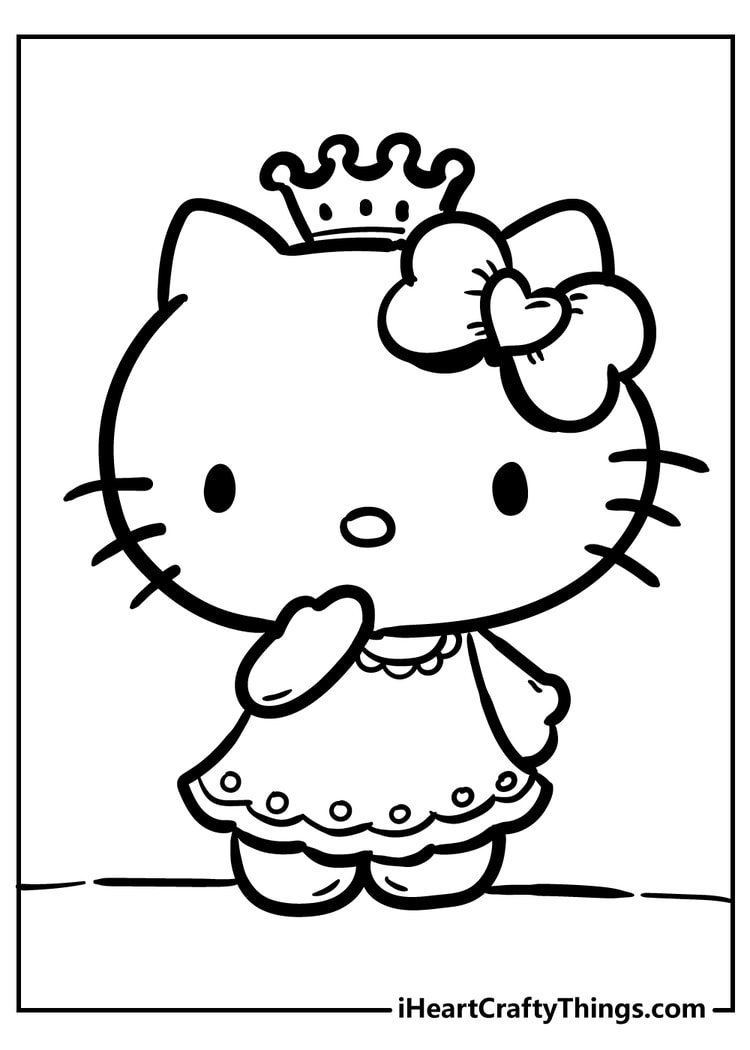 Hello Kitty drawing a picture coloring page