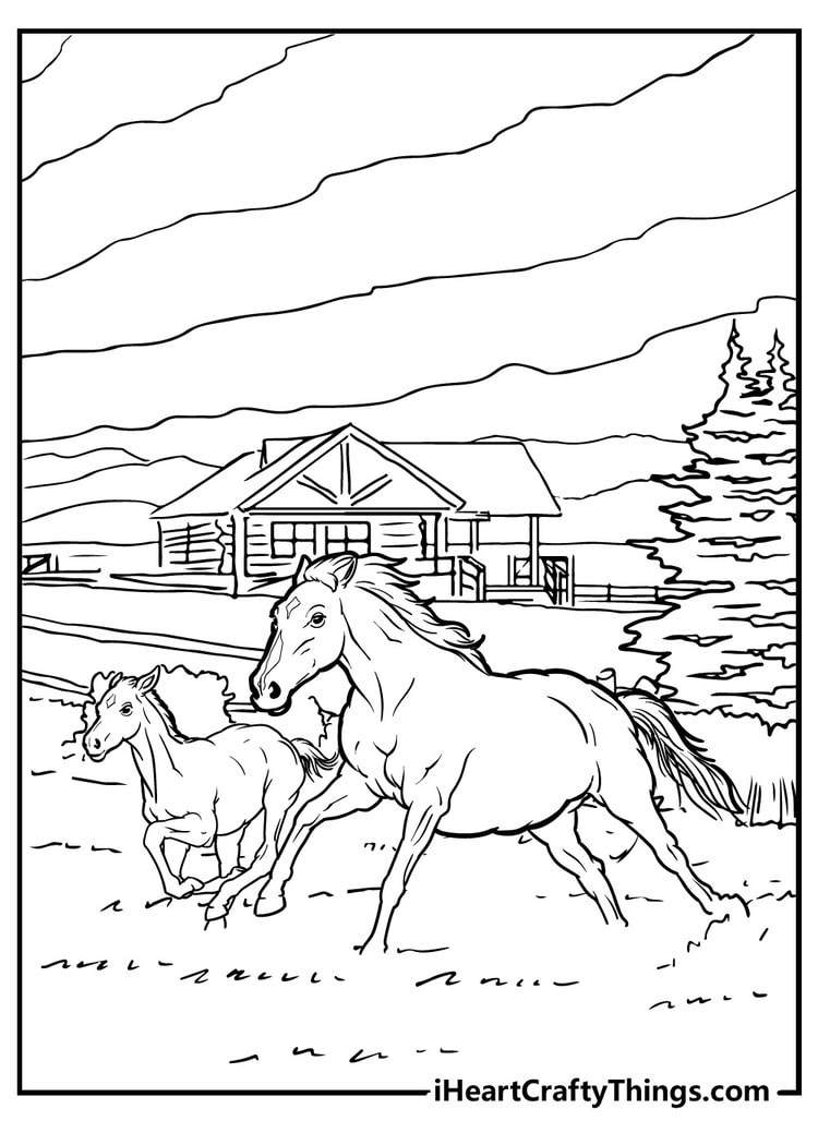 horse barn coloring page