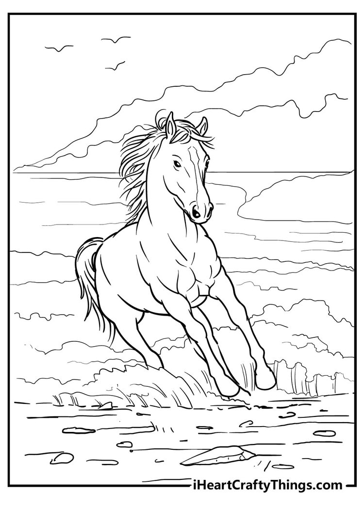 Hard horse coloring pages