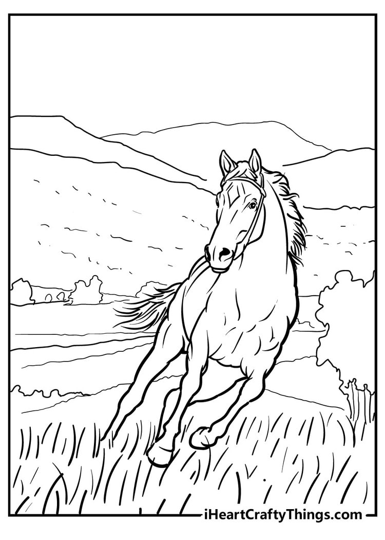 Black and white horse coloring pages