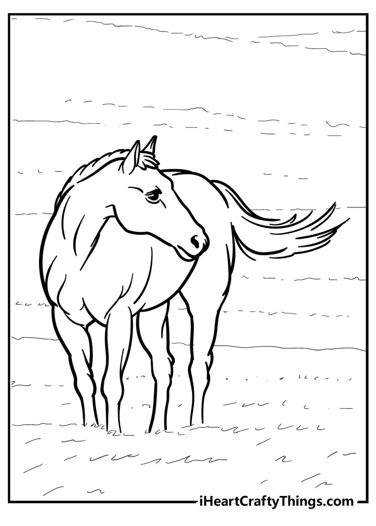 Unique Horse Simple Coloring Pages free printable