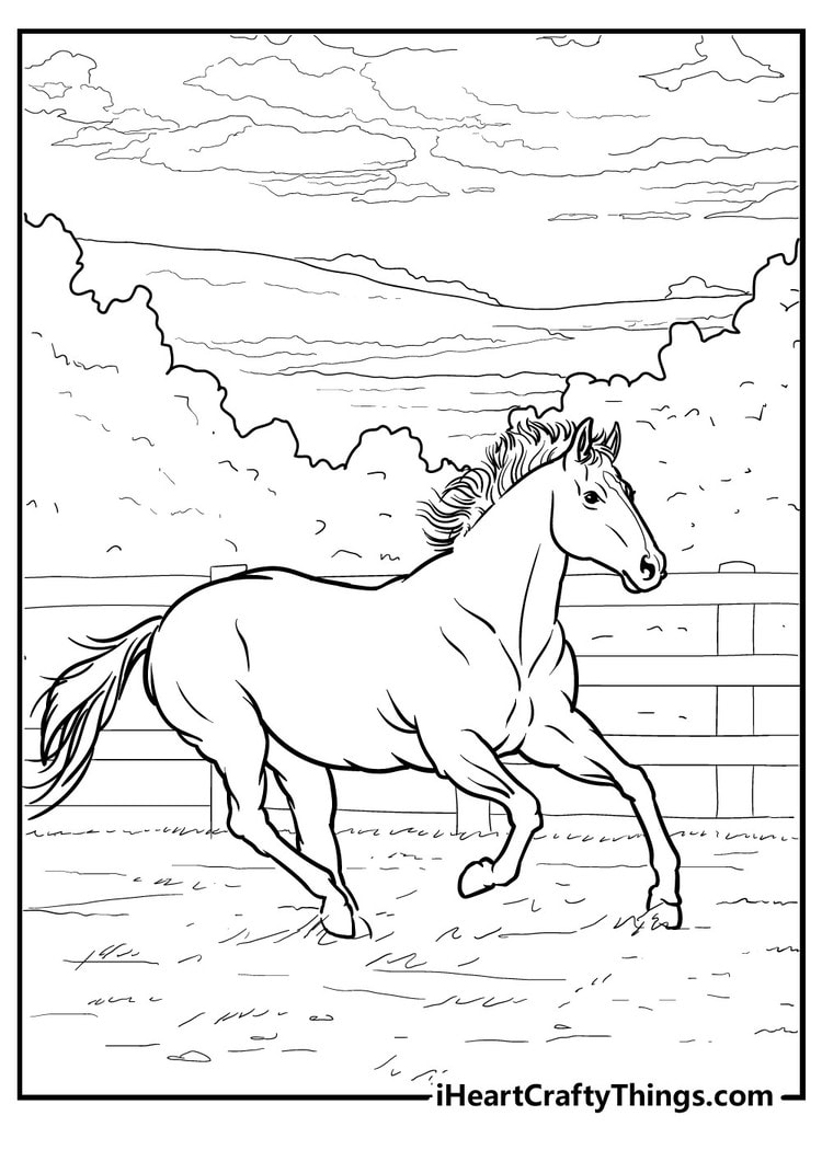 themed coloring print pages image horses