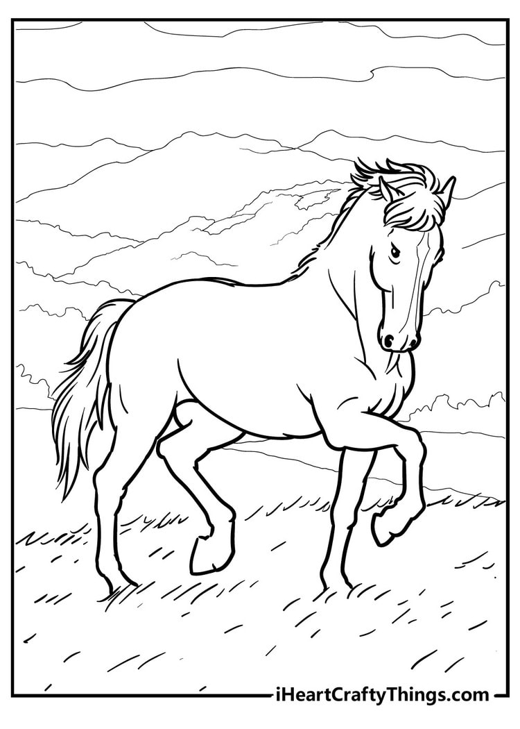 Wild horse coloring page pdf