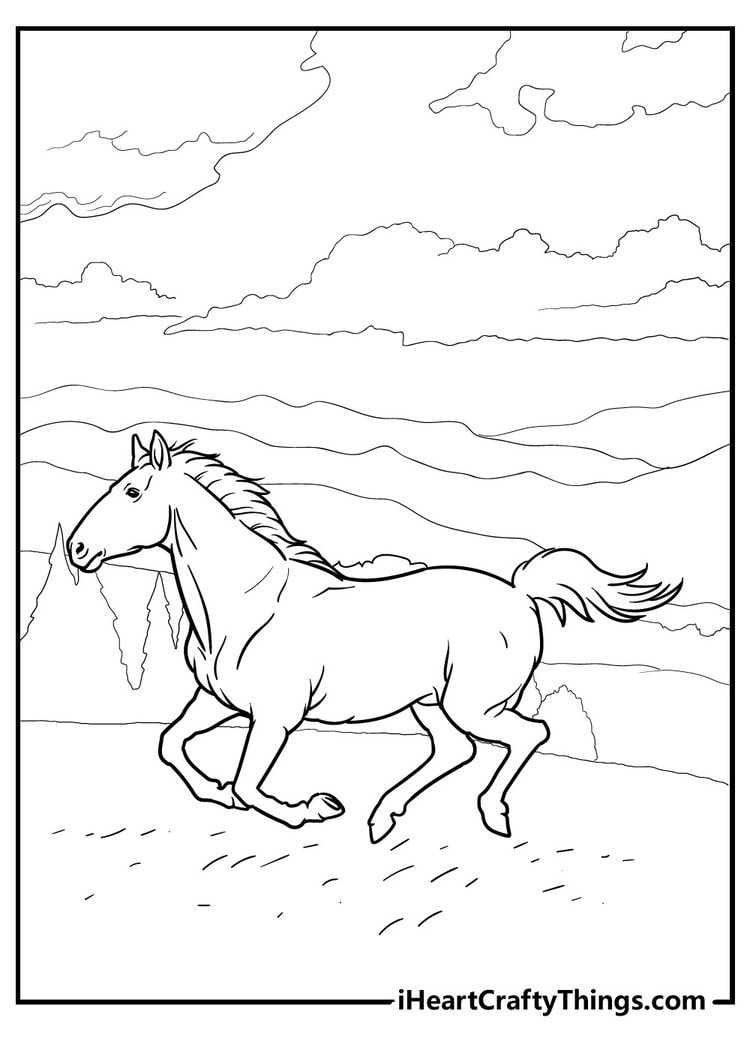 Charming Horse Coloring Pages free printable