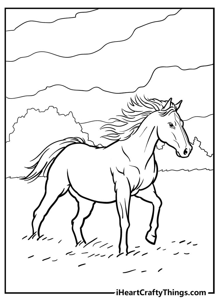 Strong horse coloring page