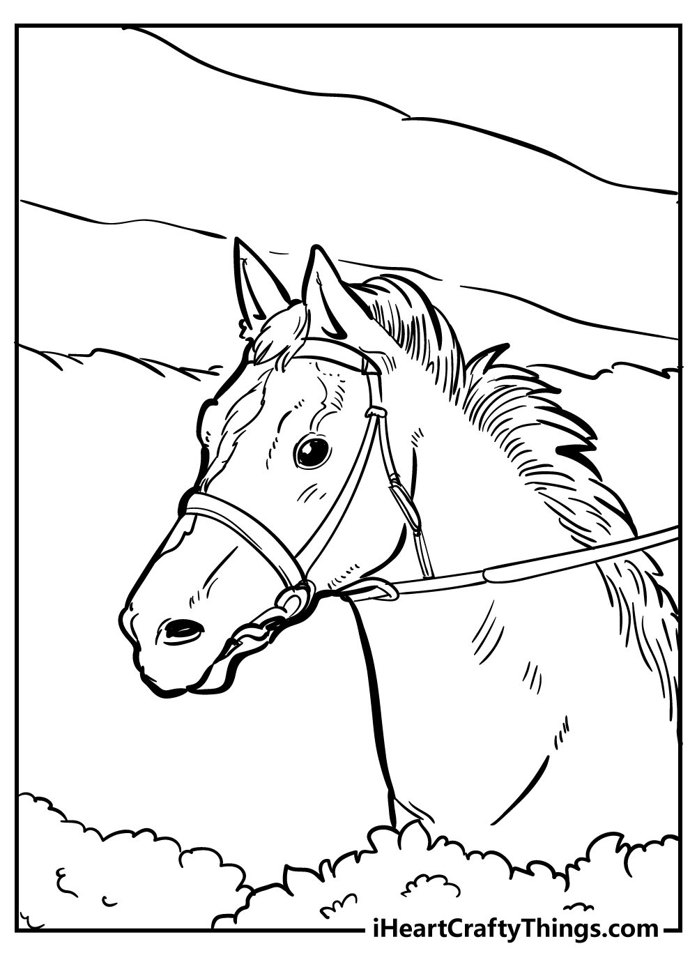 Horse face coloring page