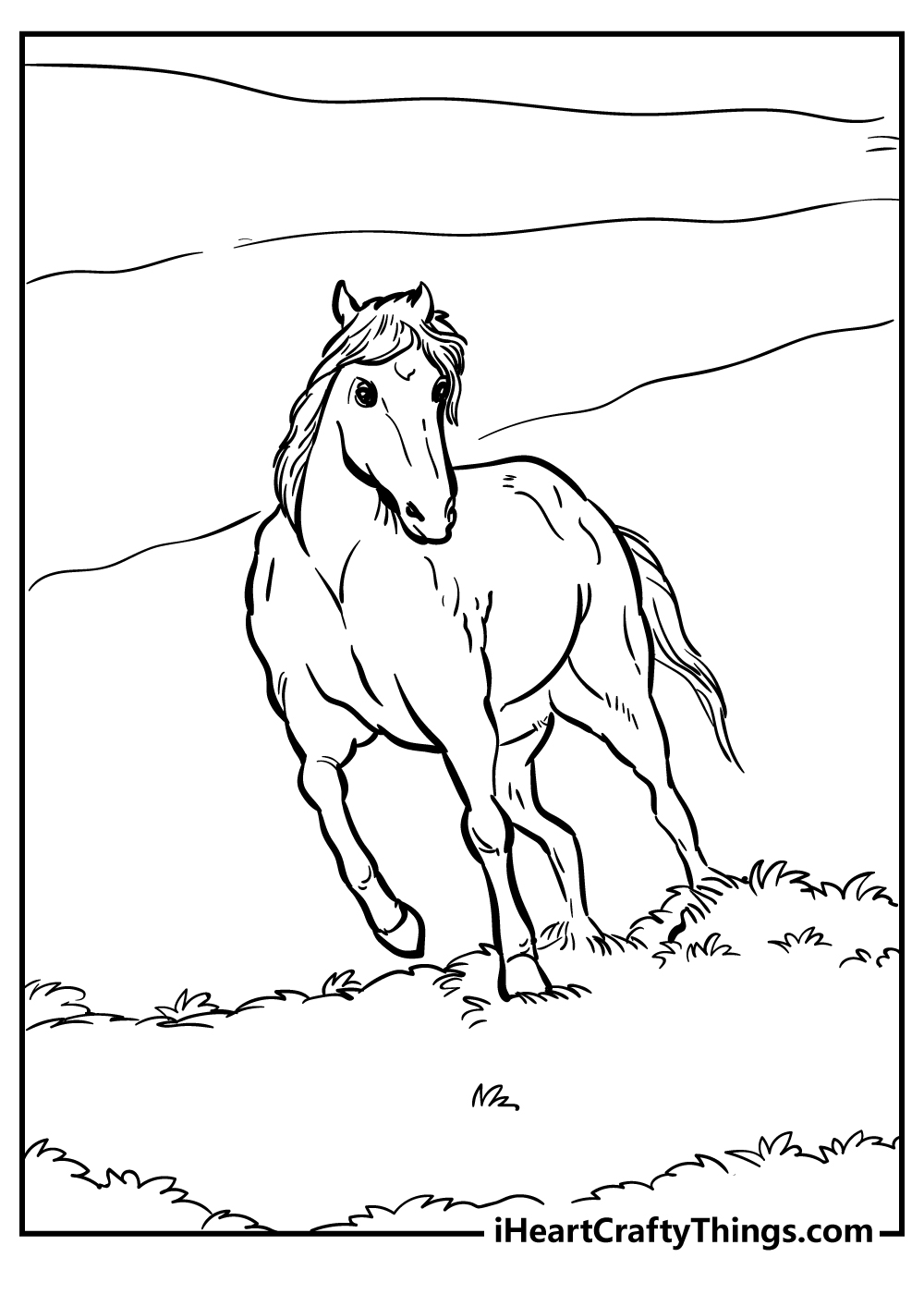 Unique Horse Easy Coloring Pages free printable