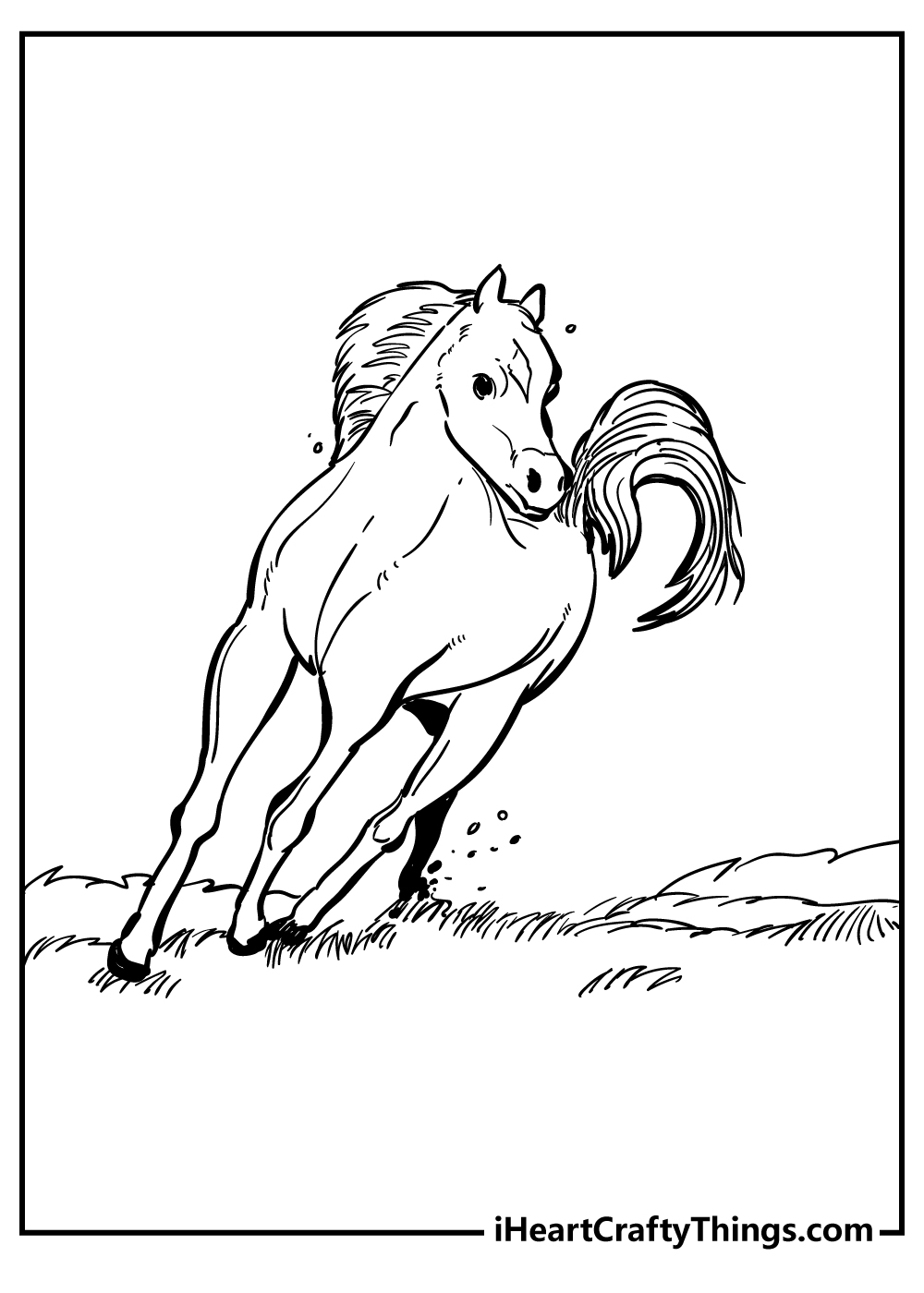 Realistic wild horse horse coloring pages