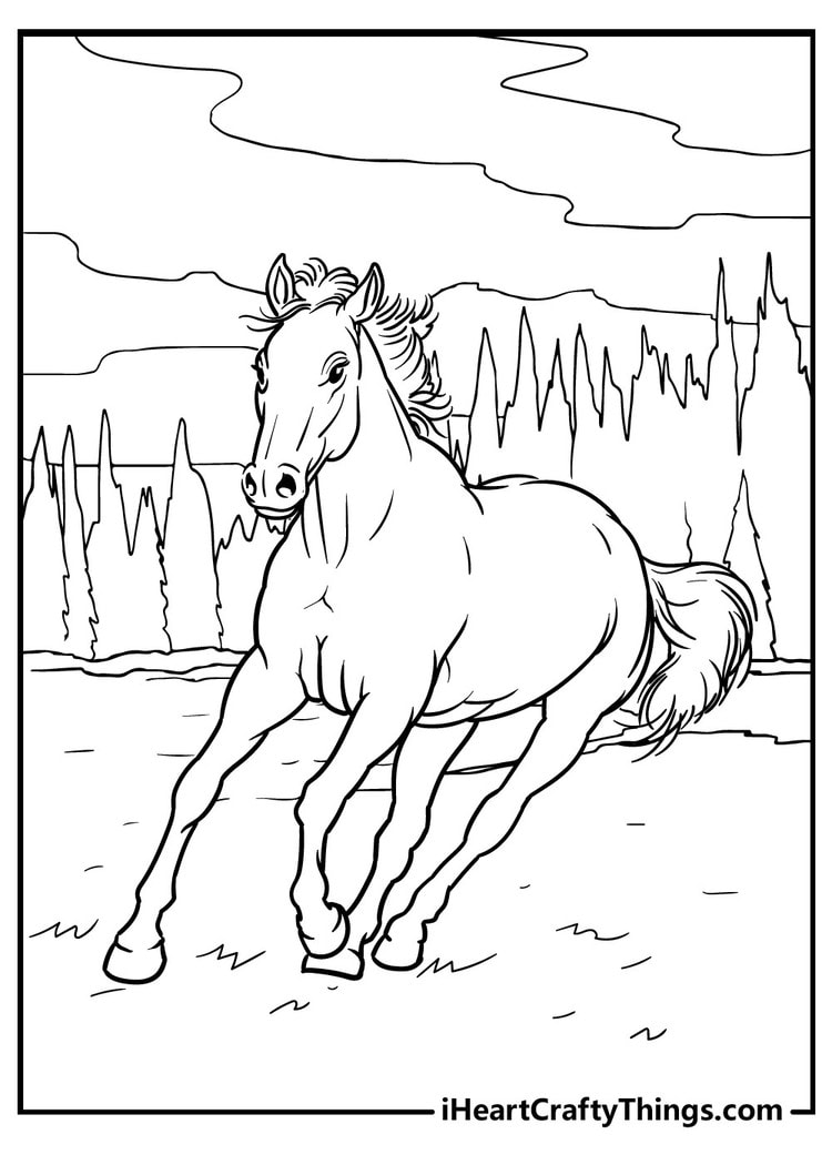 hard coloring pages of horses