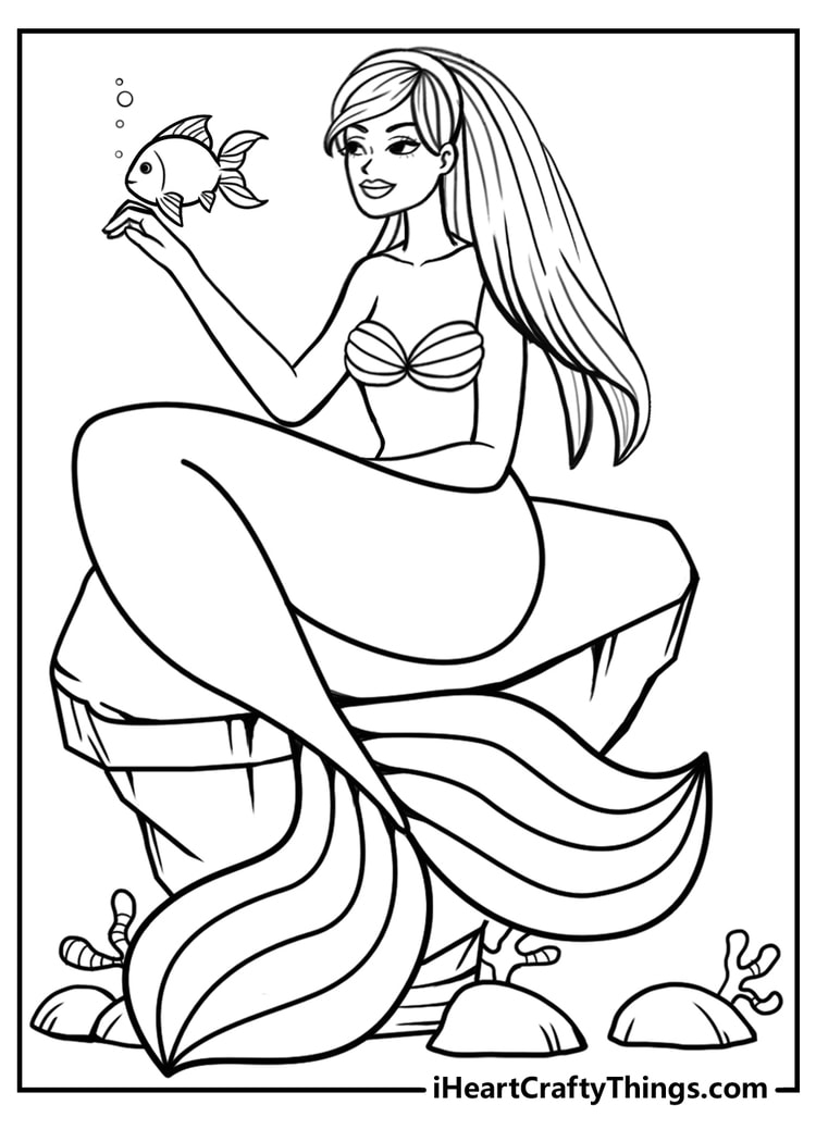 mermaid coloring sheet for children free download