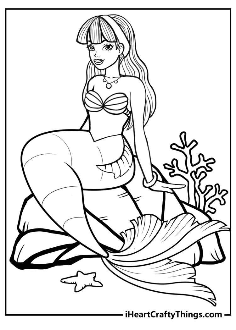 mermaid coloring sheet for children free download