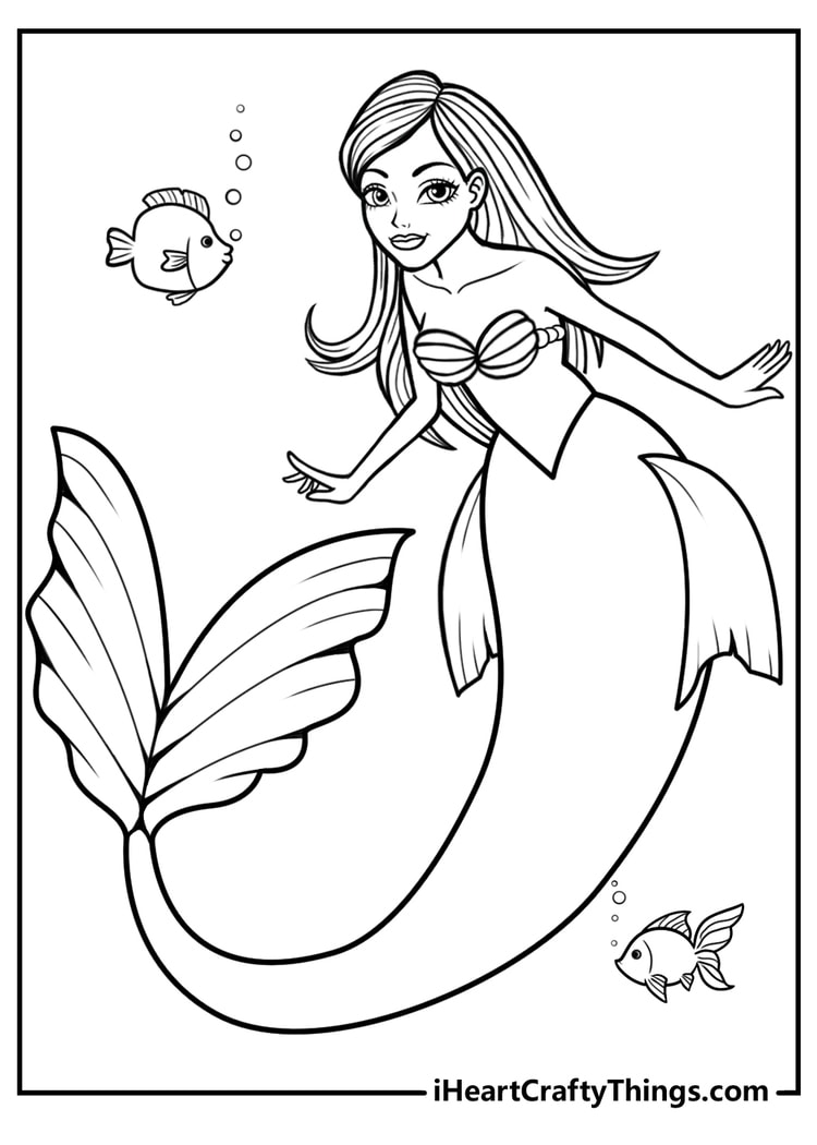 detailed mermaid coloring pages for kids