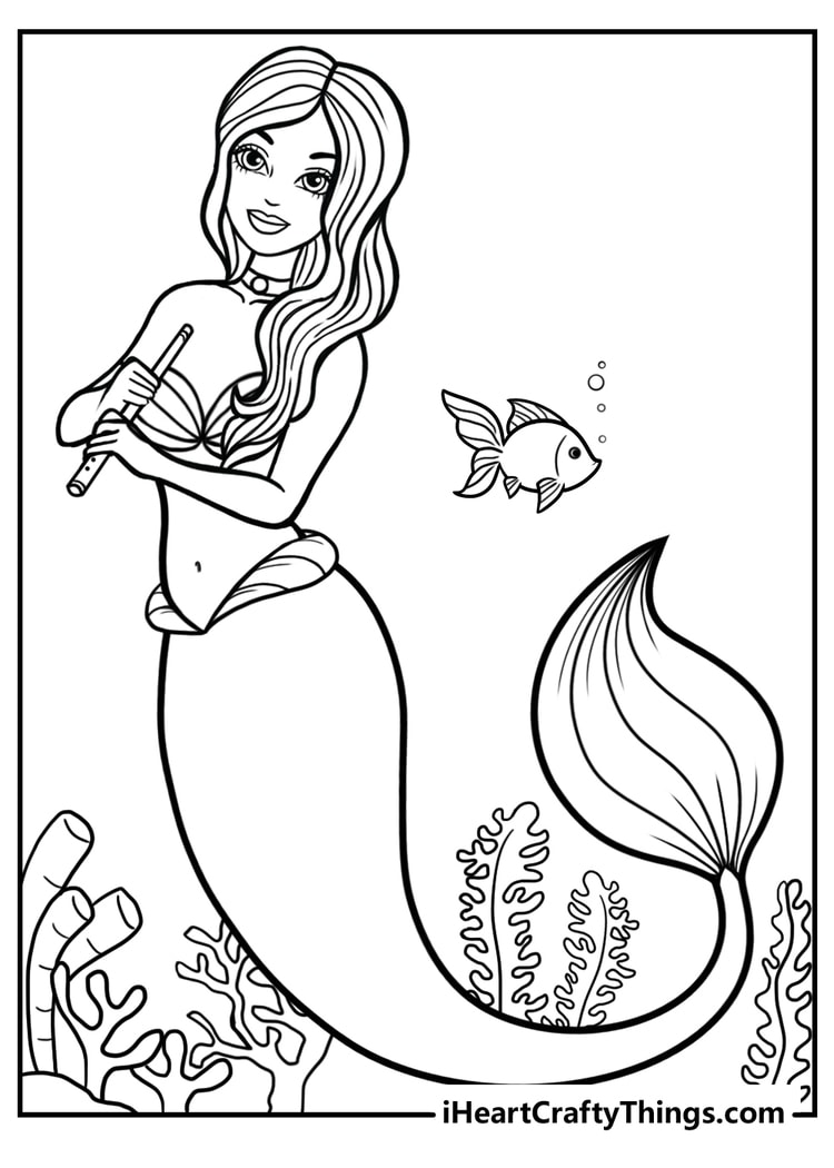 printable coloring full pages of mermaids