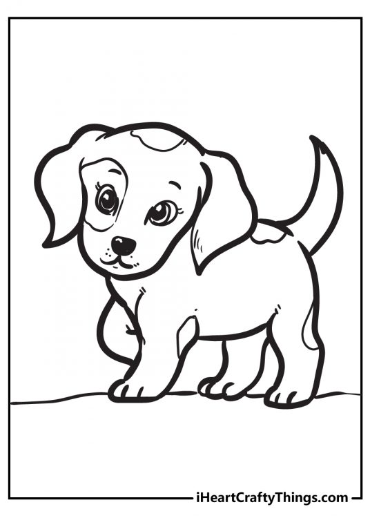 Printable picture of a puppy with floppy ears and unique patch around one of the eyes