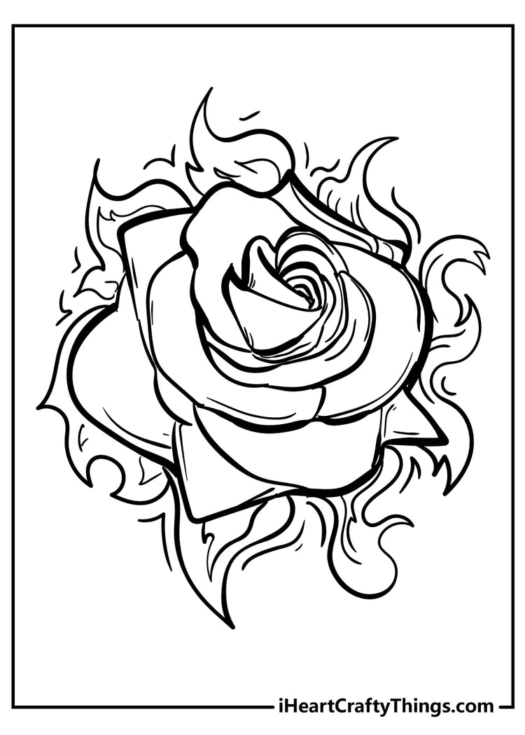 Realistic Rose Coloring Pages Printable