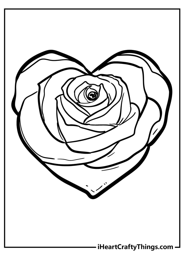 hearts and roses coloring pages