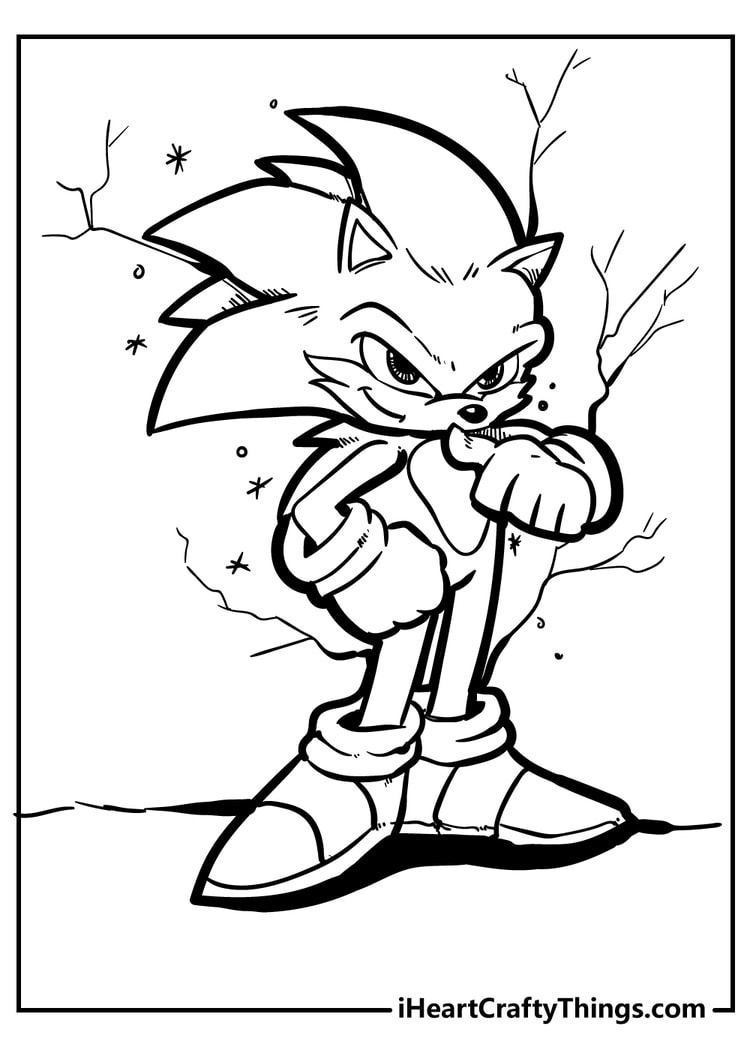 Super sonic powerful pose free coloring sheet for kids