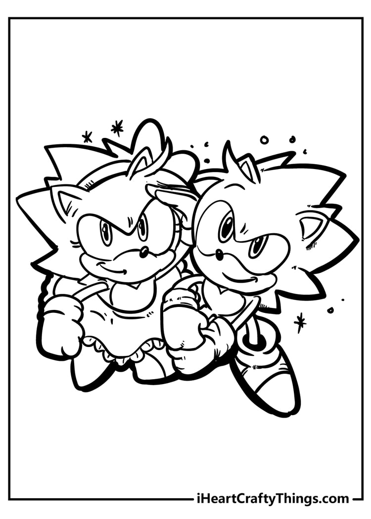 Cute Amy Rose Sonic The Hedgehog Coloring Pages 