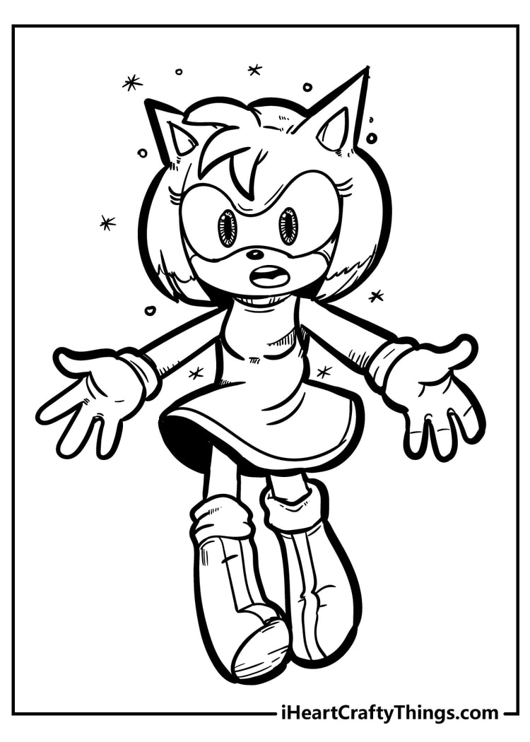 Confused amy rose open arms coloring page for preschool