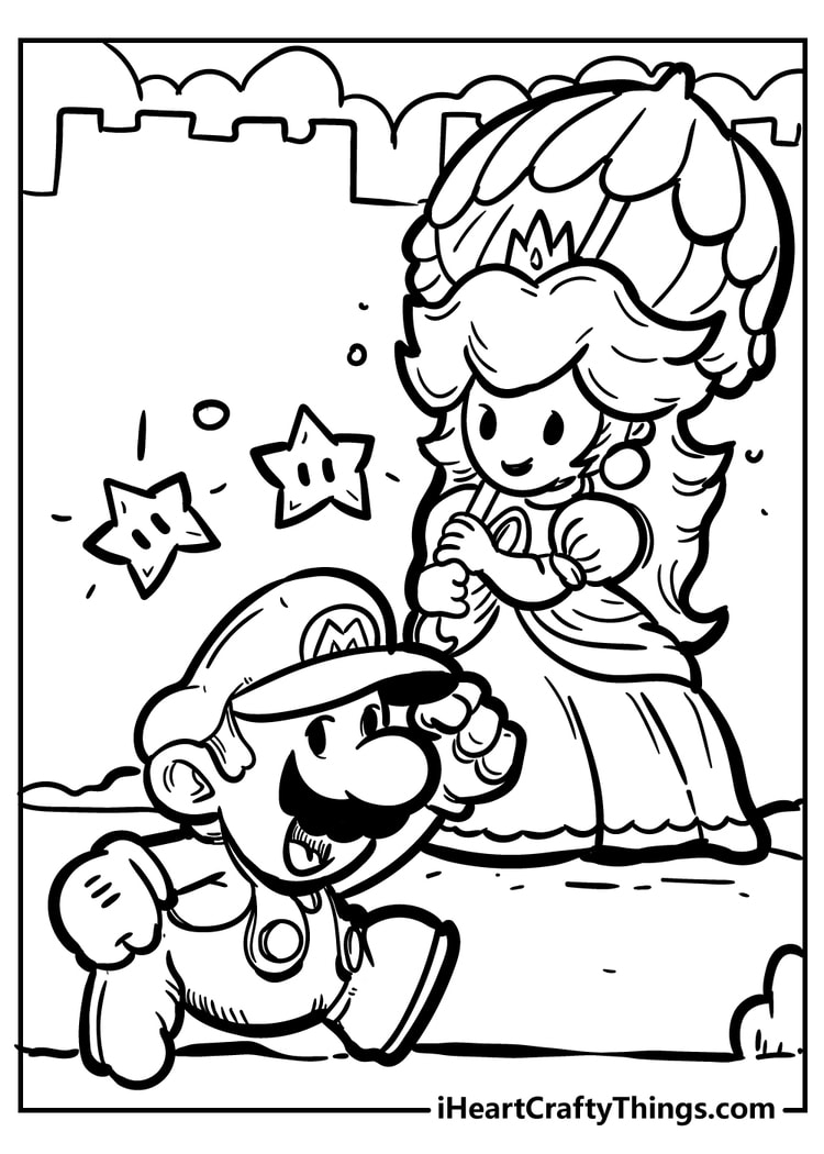 Super Mario coloring sheet for children free download