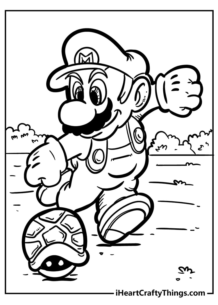 among us mario coloring page