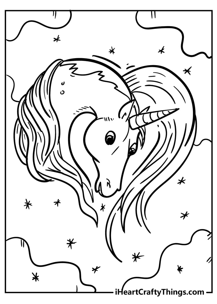 Unicorn pictures to color: Unicorn copy and colour - KiddyCharts Shop