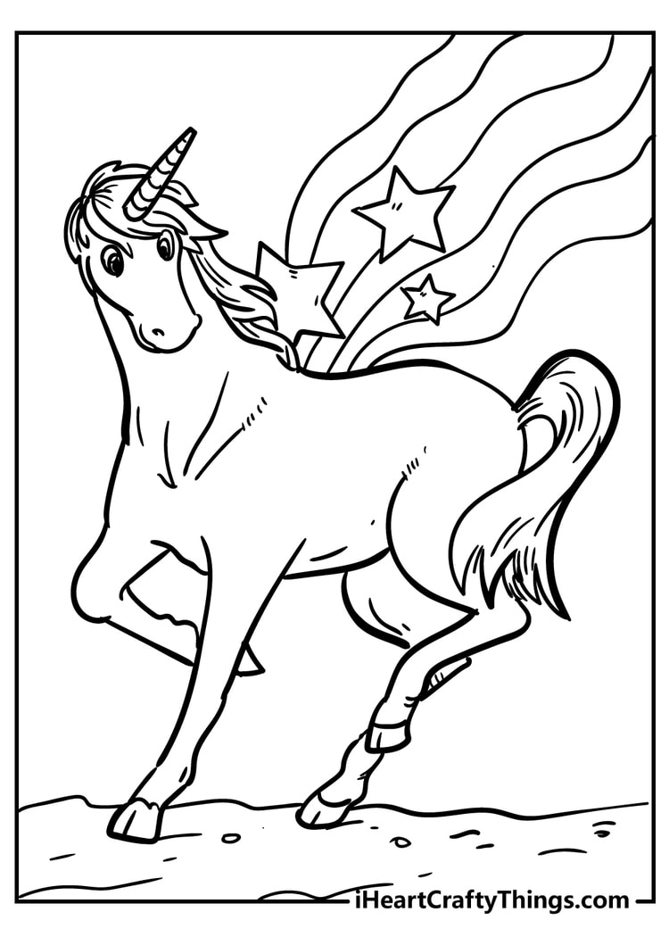 Unicorn and Rainbow Coloring Pages