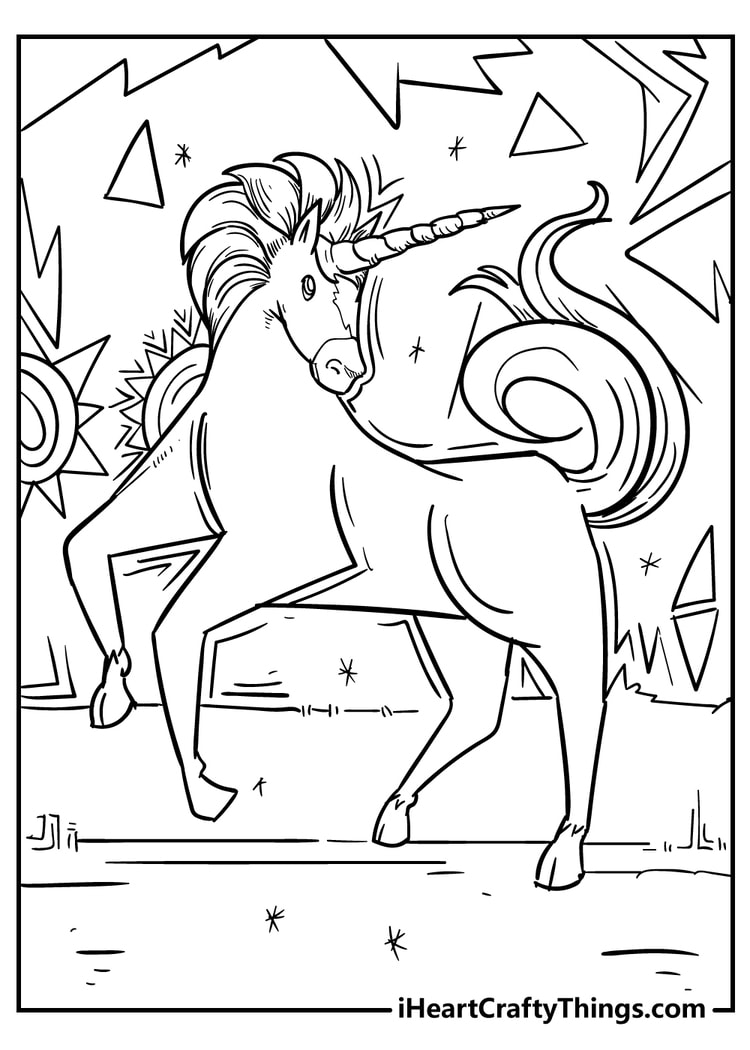 Fantasy unicorn coloring page