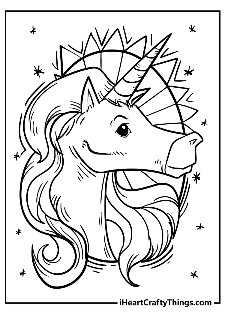 Unicorn printing black and white