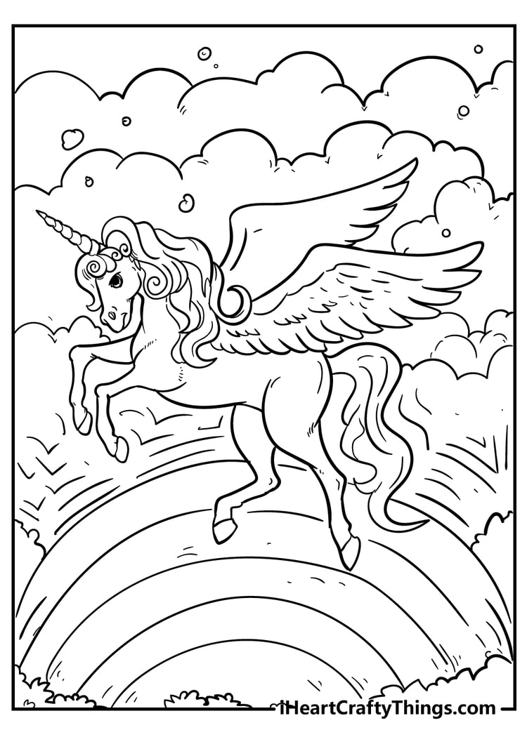 flying unicorn coloring pages