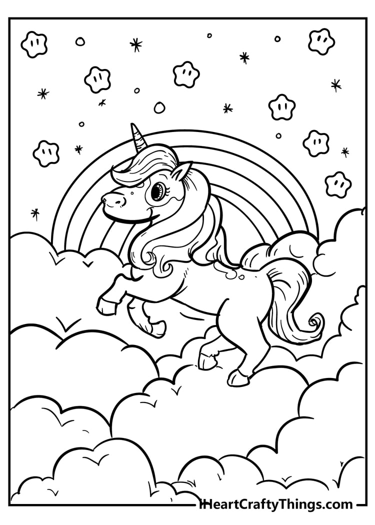 coloring pages of rainbows and unicorns