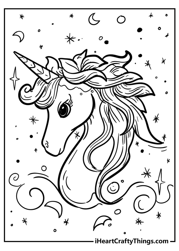 Unicorn Head Coloring printable