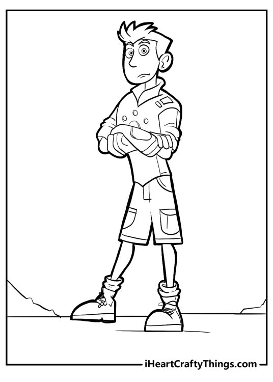 Picture featuring Chris from Wild Kratts posing with serious expression and arms folded across his chest