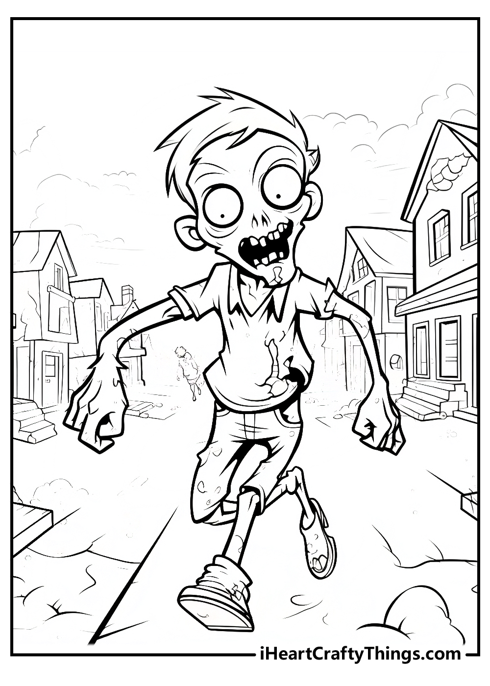 Zombie Rising Coloring Book For Kids: Large Image Zombies Coloring