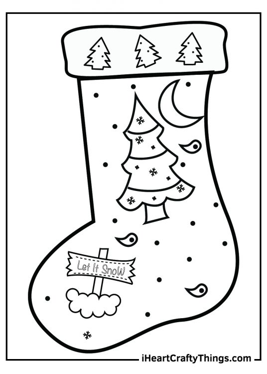 big Christmas tree stocking coloring pages